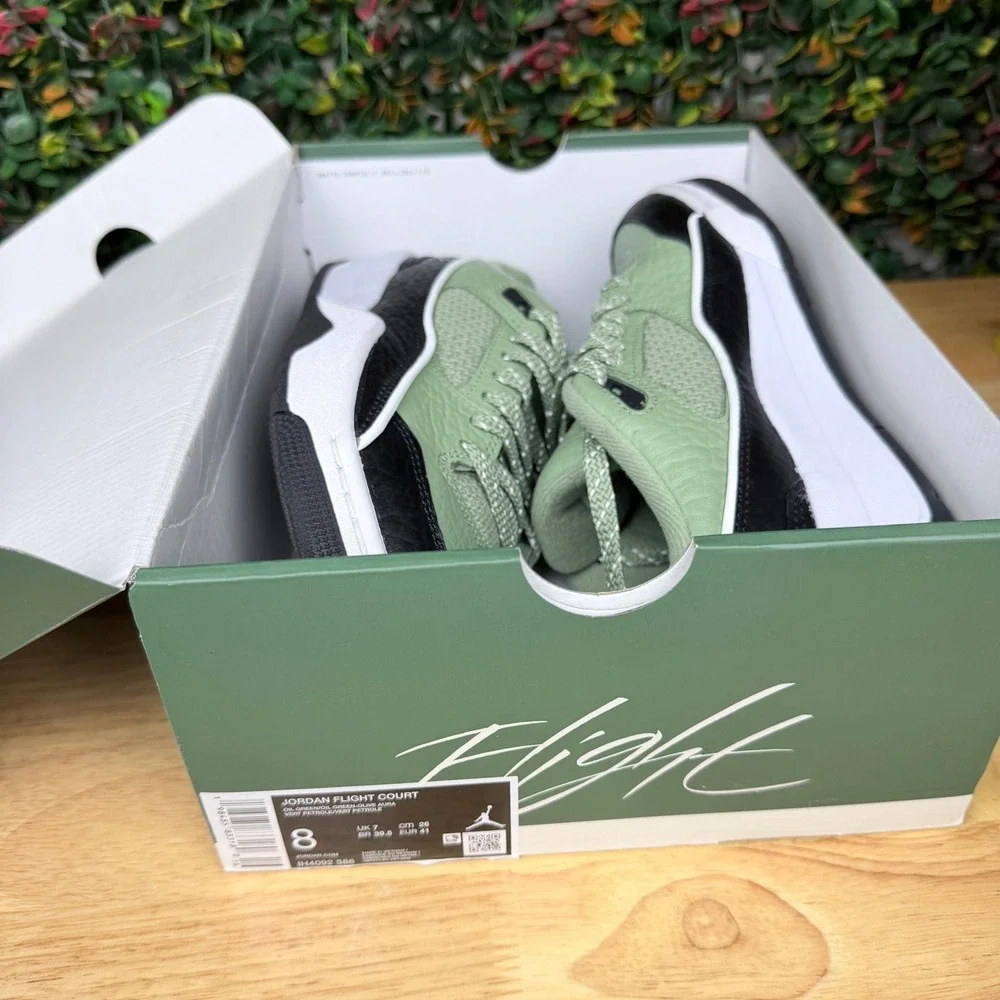 Nike Jordan Flight Court Oil Green Black White Sneakers Shoes IH4092-386 Mens 8